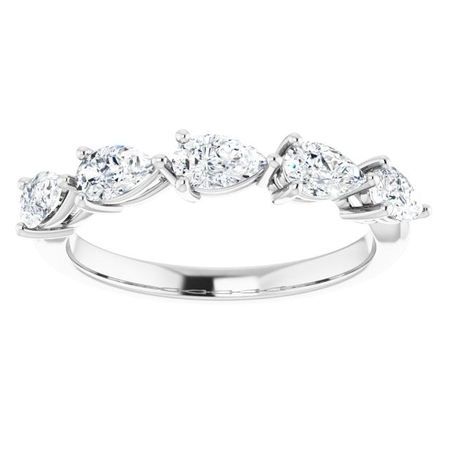 1.25 ct. Pear Cut Diamond Wedding Band 5 Stone Anniversary Ring-VIRABYANI